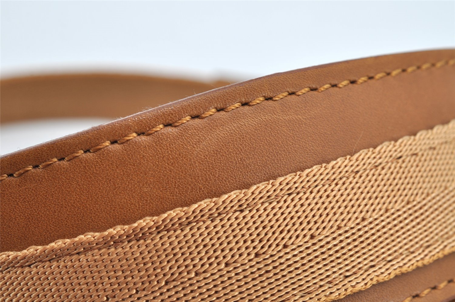 Authentic GUCCI Vintage Sun Visor Leather Nylon Size M Brown 1645K
