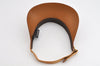 Authentic GUCCI Vintage Sun Visor Leather Nylon Size M Brown 1645K