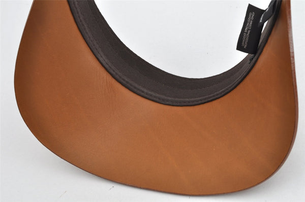 Authentic GUCCI Vintage Sun Visor Leather Nylon Size M Brown 1645K