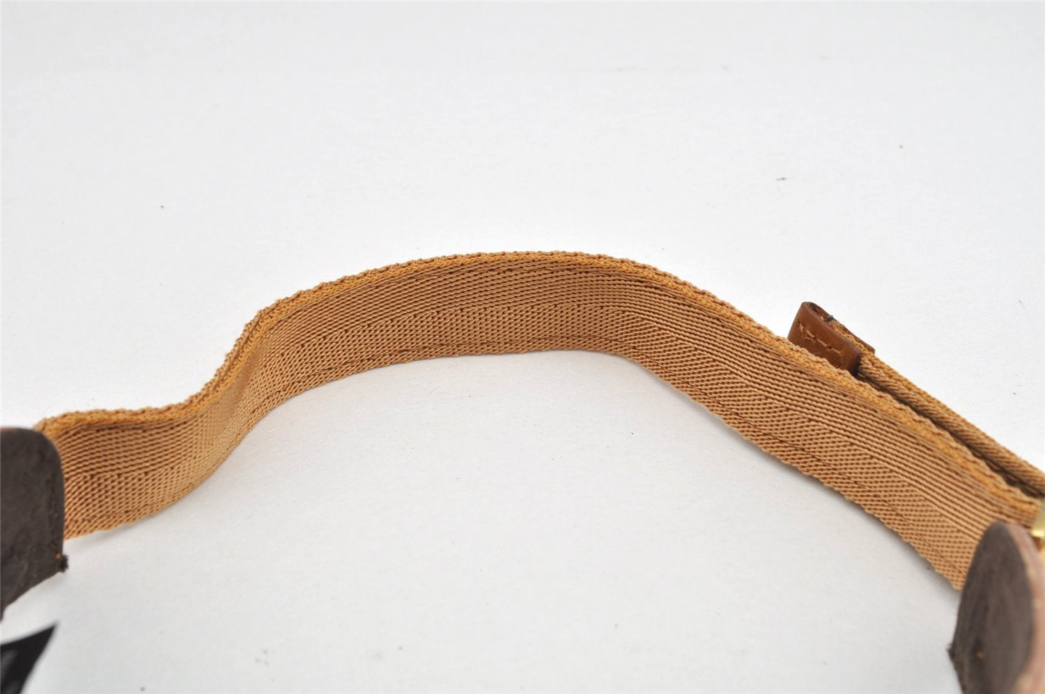 Authentic GUCCI Vintage Sun Visor Leather Nylon Size M Brown 1645K