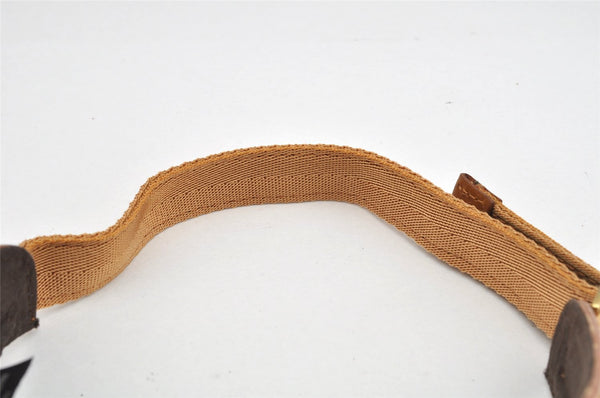 Authentic GUCCI Vintage Sun Visor Leather Nylon Size M Brown 1645K
