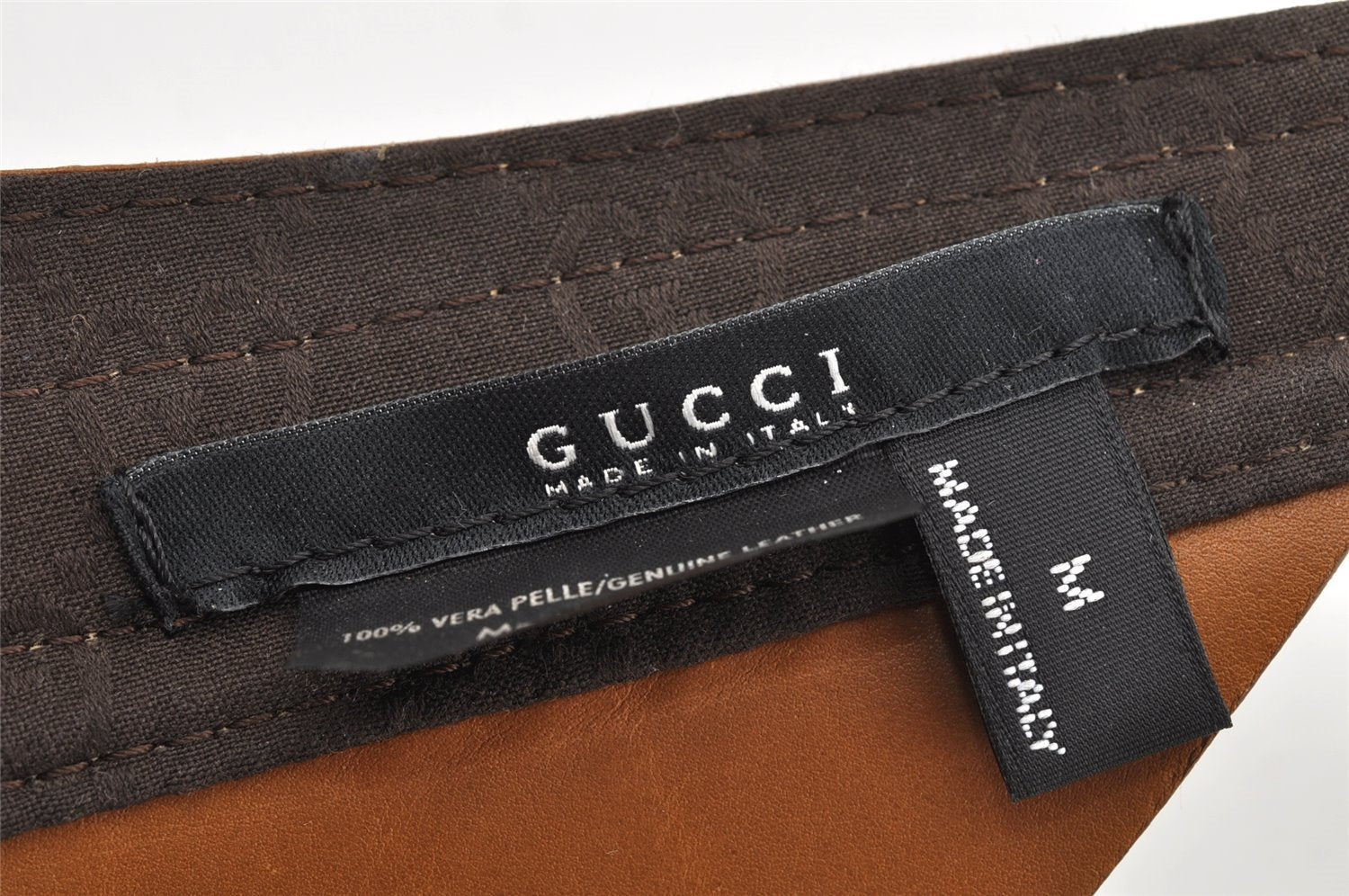 Authentic GUCCI Vintage Sun Visor Leather Nylon Size M Brown 1645K