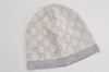 Authentic GUCCI Vintage Beanie Knit Cap For Baby GG Wool Size S White Gray 1646K