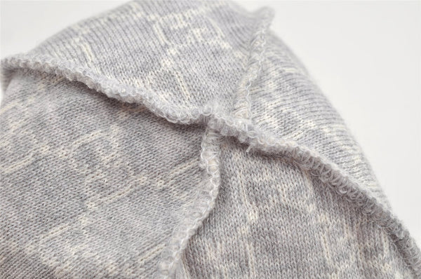 Authentic GUCCI Vintage Beanie Knit Cap For Baby GG Wool Size S White Gray 1646K