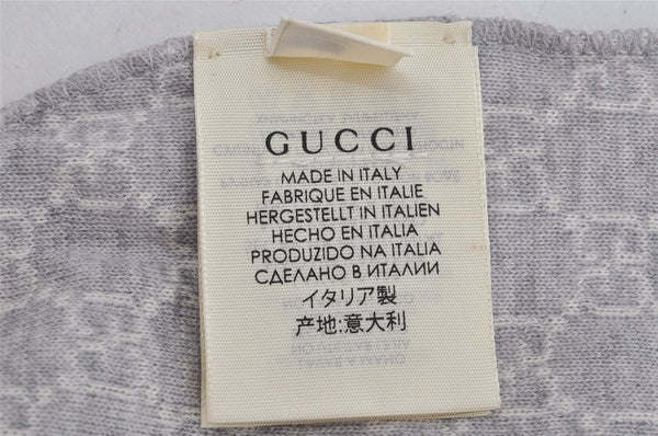 Authentic GUCCI Vintage Beanie Knit Cap For Baby GG Wool Size S White Gray 1646K