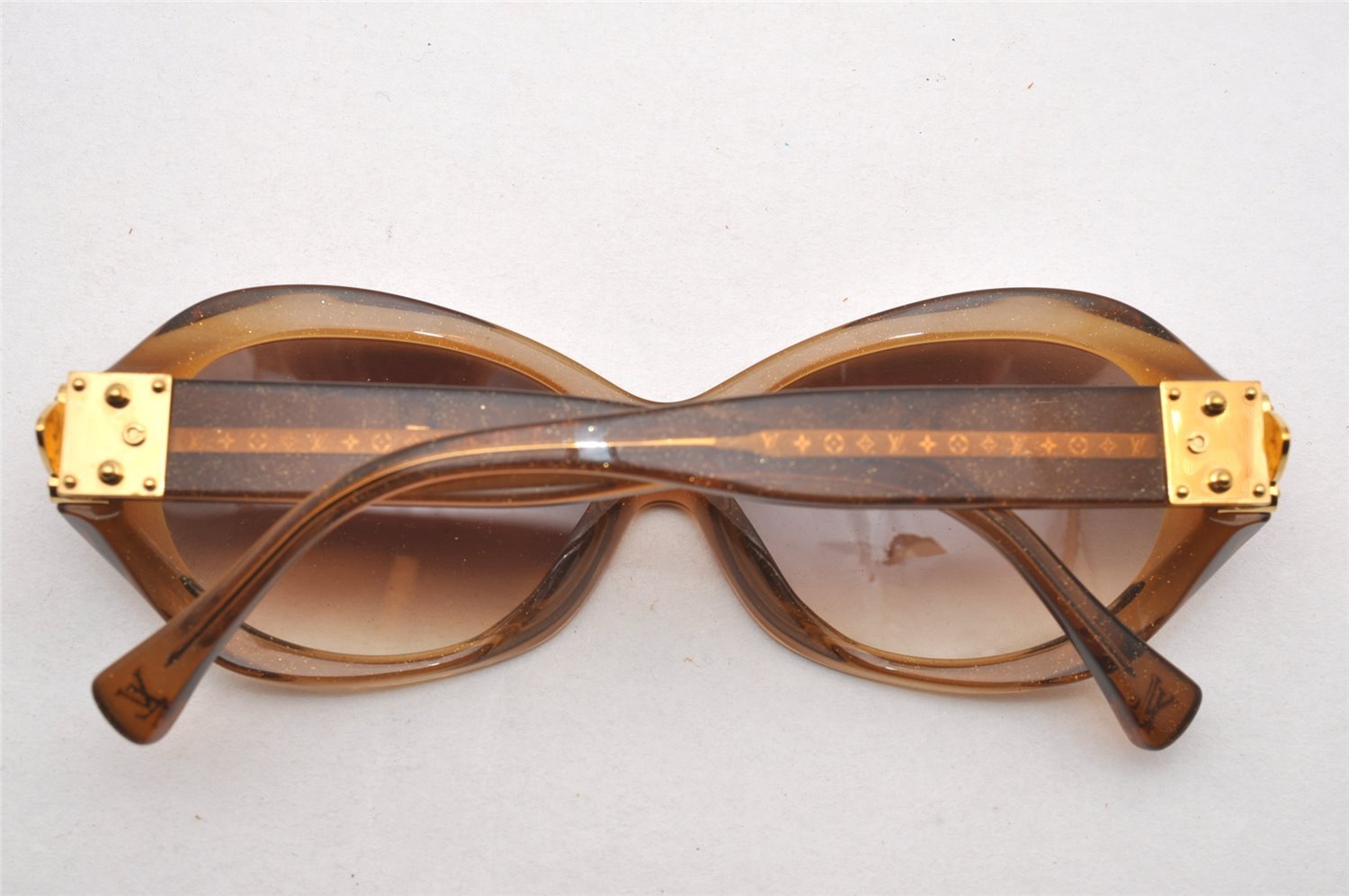 Authentic Louis Vuitton Soupcon Sunglasses Glitter Plastic Brown Z0094E LV 1647J