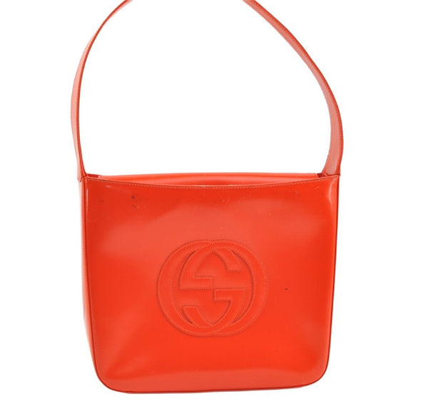 Authentic GUCCI Vintage Shoulder Hand Bag Purse Enamel Orange Junk 1647K