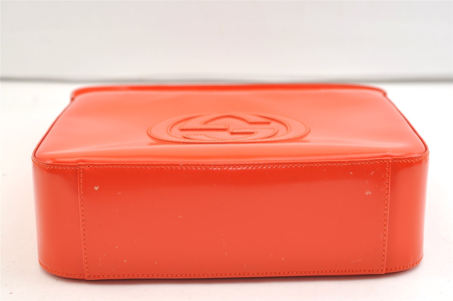 Authentic GUCCI Vintage Shoulder Hand Bag Purse Enamel Orange Junk 1647K