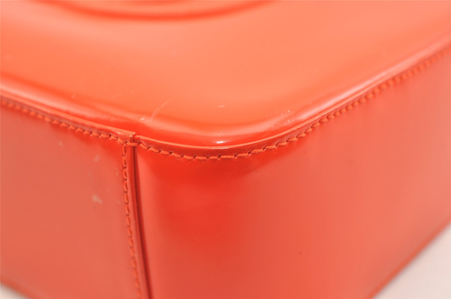 Authentic GUCCI Vintage Shoulder Hand Bag Purse Enamel Orange Junk 1647K