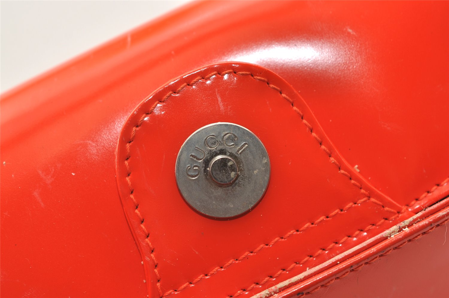 Authentic GUCCI Vintage Shoulder Hand Bag Purse Enamel Orange Junk 1647K