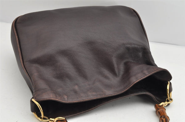 Authentic GUCCI Bamboo 2Way Shoulder Hand Bag Purse Leather Brown Junk 1648K