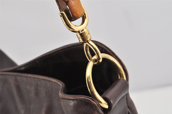Authentic GUCCI Bamboo 2Way Shoulder Hand Bag Purse Leather Brown Junk 1648K