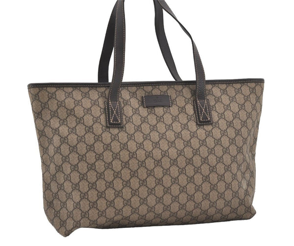 Authentic GUCCI Vintage Shoulder Tote Bag GG PVC Leather 211137 Brown 1649J