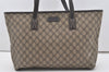 Authentic GUCCI Vintage Shoulder Tote Bag GG PVC Leather 211137 Brown 1649J