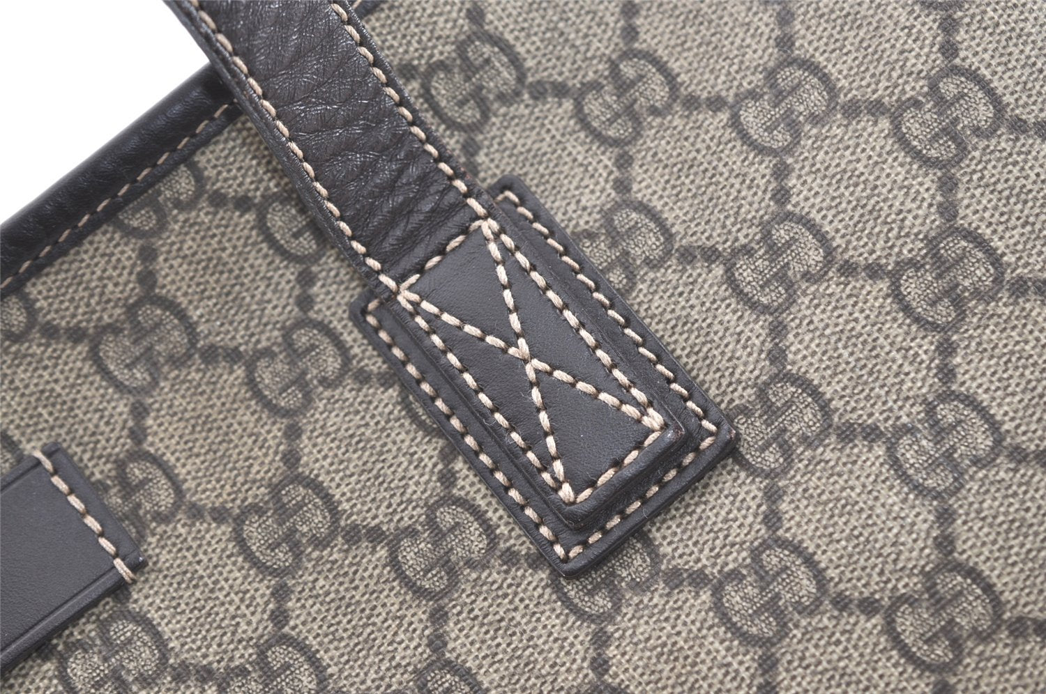 Authentic GUCCI Vintage Shoulder Tote Bag GG PVC Leather 211137 Brown 1649J