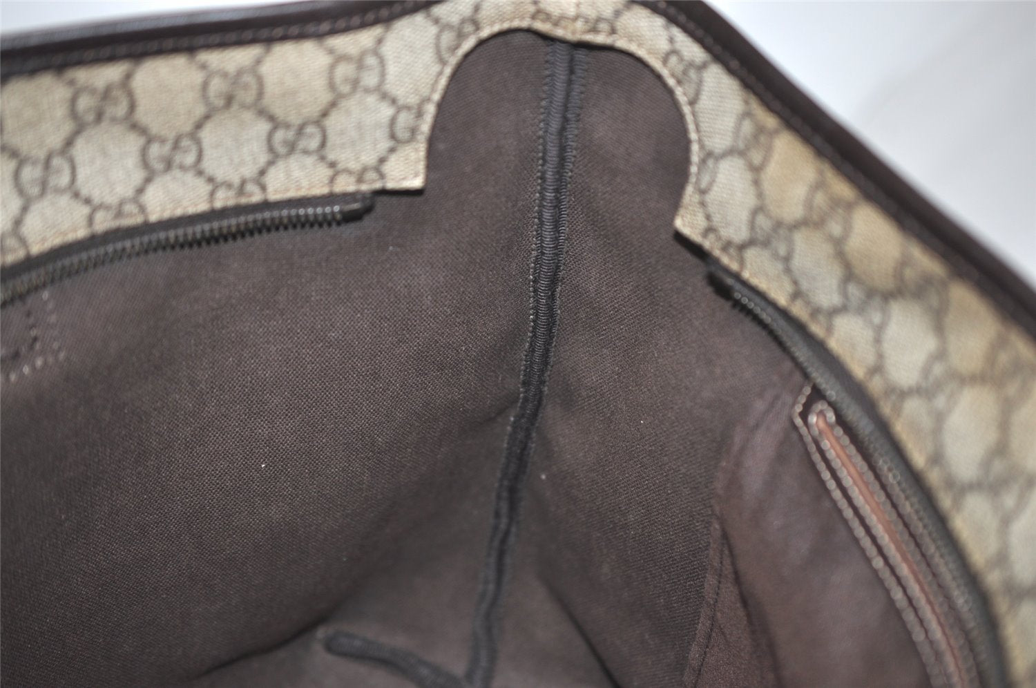 Authentic GUCCI Vintage Shoulder Tote Bag GG PVC Leather 211137 Brown 1649J