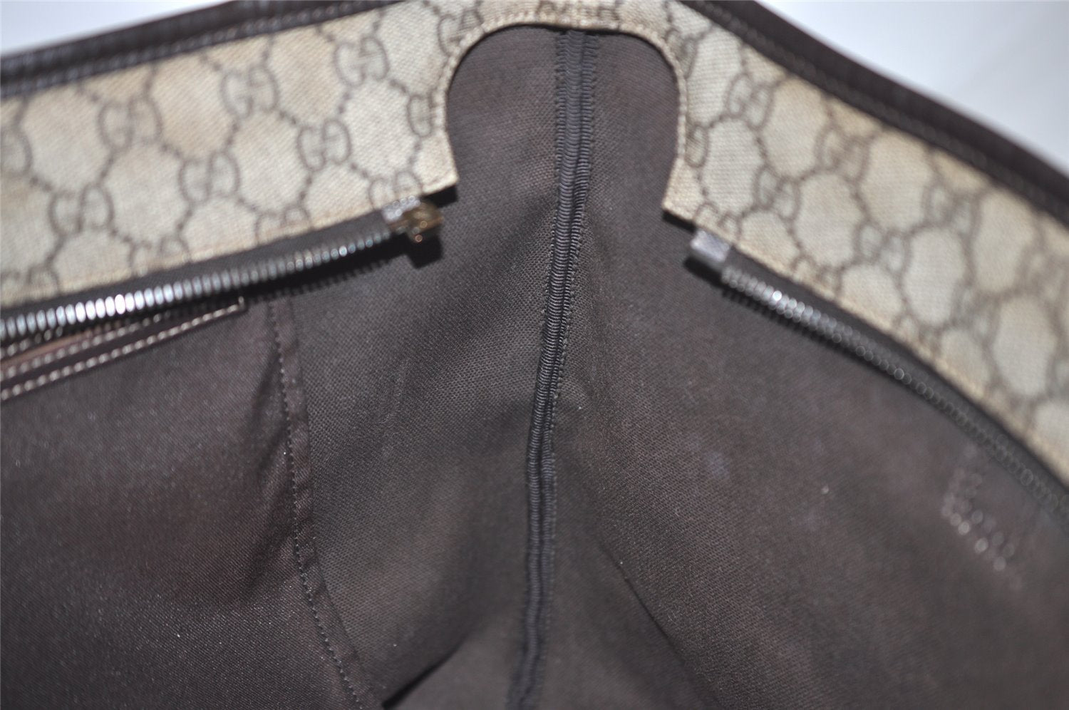 Authentic GUCCI Vintage Shoulder Tote Bag GG PVC Leather 211137 Brown 1649J