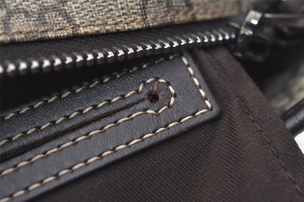 Authentic GUCCI Vintage Shoulder Tote Bag GG PVC Leather 211137 Brown 1649J