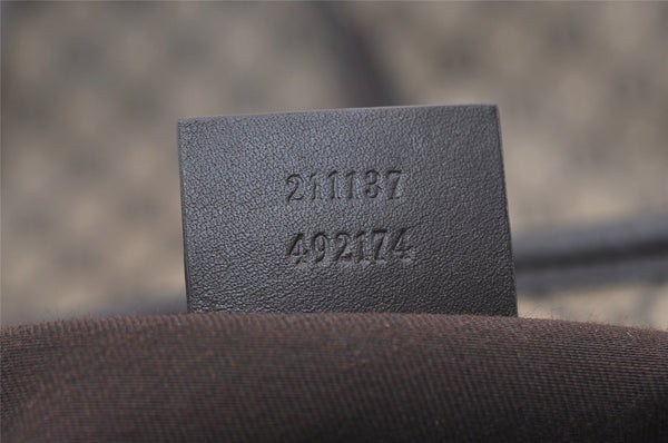 Authentic GUCCI Vintage Shoulder Tote Bag GG PVC Leather 211137 Brown 1649J