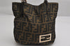 Authentic FENDI Vintage Zucca Shoulder Hand Bag Purse Nylon Leather Brown 1649K