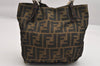 Authentic FENDI Vintage Zucca Shoulder Hand Bag Purse Nylon Leather Brown 1649K