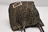 Authentic FENDI Vintage Zucca Shoulder Hand Bag Purse Nylon Leather Brown 1649K