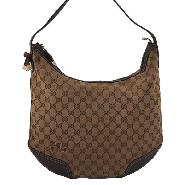 Auth GUCCI Web Sherry Line Princy Shoulder Bag GG Canvas Leather Brown 1650J