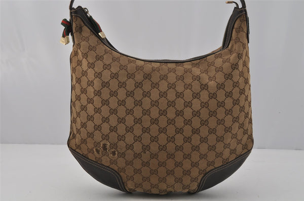 Auth GUCCI Web Sherry Line Princy Shoulder Bag GG Canvas Leather Brown 1650J