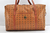 Authentic MCM Vintage Visetos Leather Travel Boston Bag Brown 1651J