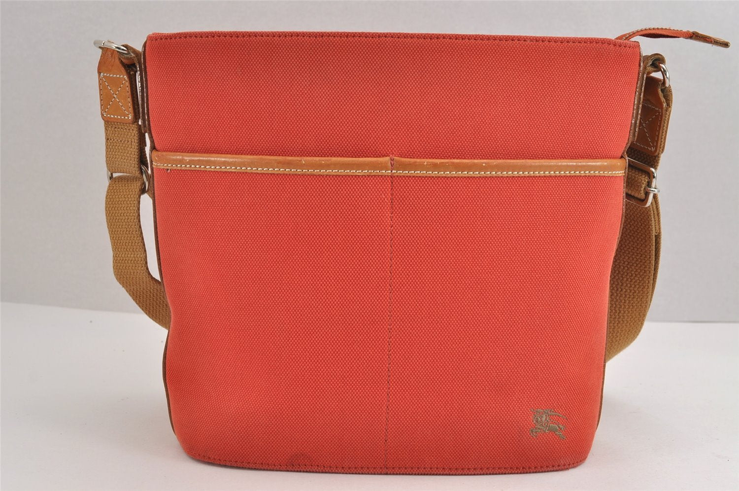 Authentic BURBERRY BLUE LABEL Shoulder Cross Body Bag Canvas Leather Red 1652J