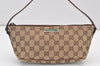 Authentic GUCCI Vintage Hand Bag Pouch Purse GG Canvas Leather 07198 Brown 1652K