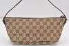 Authentic GUCCI Vintage Hand Bag Pouch Purse GG Canvas Leather 07198 Brown 1652K