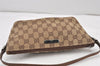 Authentic GUCCI Vintage Hand Bag Pouch Purse GG Canvas Leather 07198 Brown 1652K
