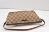 Authentic GUCCI Vintage Hand Bag Pouch Purse GG Canvas Leather 07198 Brown 1652K