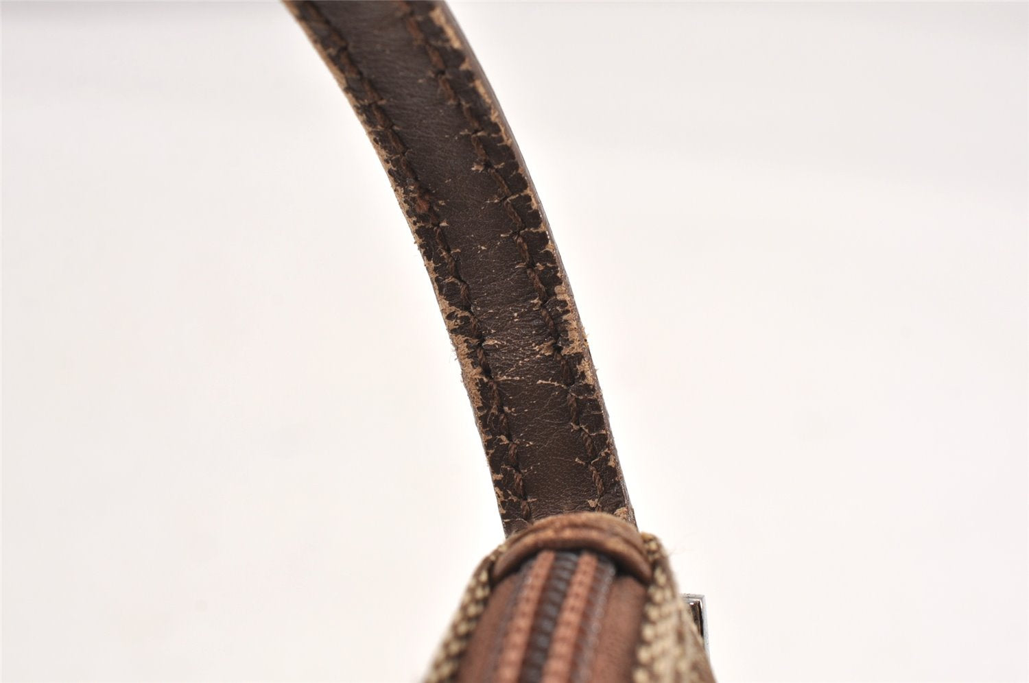 Authentic GUCCI Vintage Hand Bag Pouch Purse GG Canvas Leather 07198 Brown 1652K