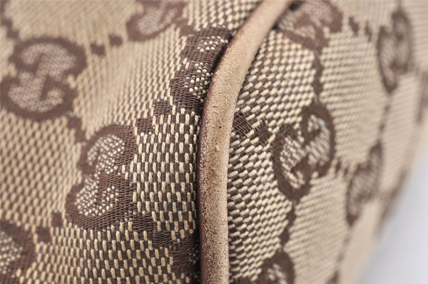 Authentic GUCCI Vintage Hand Bag Pouch Purse GG Canvas Leather 07198 Brown 1652K