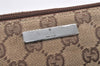 Authentic GUCCI Vintage Hand Bag Pouch Purse GG Canvas Leather 07198 Brown 1652K
