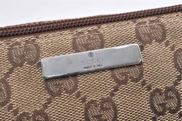 Authentic GUCCI Vintage Hand Bag Pouch Purse GG Canvas Leather 07198 Brown 1652K