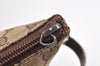 Authentic GUCCI Vintage Hand Bag Pouch Purse GG Canvas Leather 07198 Brown 1652K