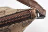 Authentic GUCCI Vintage Hand Bag Pouch Purse GG Canvas Leather 07198 Brown 1652K