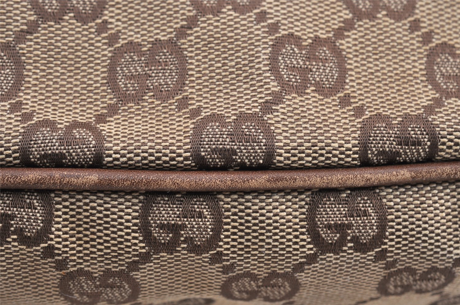 Authentic GUCCI Vintage Hand Bag Pouch Purse GG Canvas Leather 07198 Brown 1652K