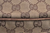 Authentic GUCCI Vintage Hand Bag Pouch Purse GG Canvas Leather 07198 Brown 1652K