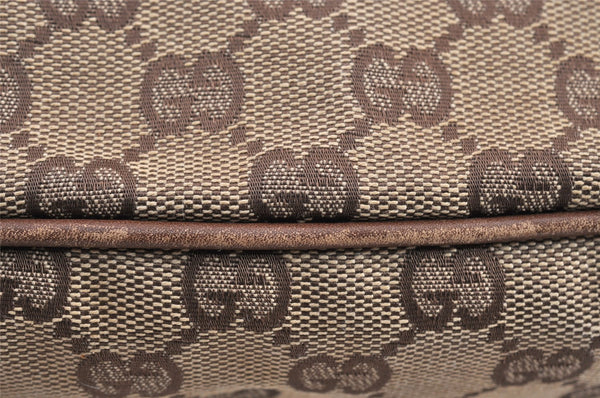 Authentic GUCCI Vintage Hand Bag Pouch Purse GG Canvas Leather 07198 Brown 1652K