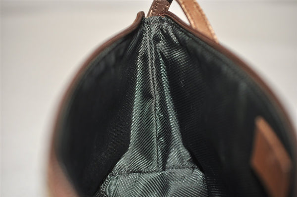 Authentic GUCCI Vintage Hand Bag Pouch Purse GG Canvas Leather 07198 Brown 1652K