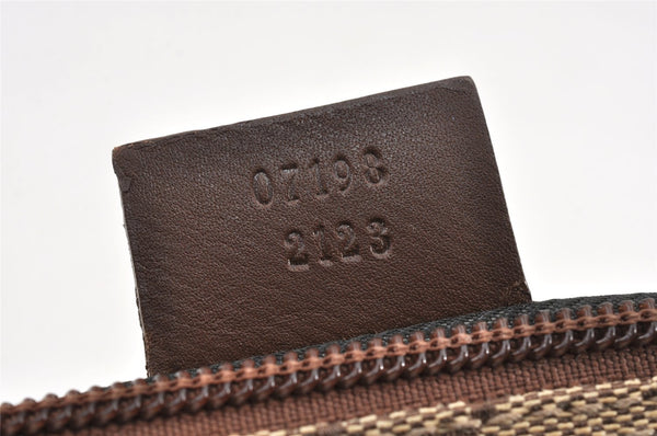 Authentic GUCCI Vintage Hand Bag Pouch Purse GG Canvas Leather 07198 Brown 1652K