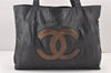 Authentic CHANEL Vintage CC Logo Shoulder Tote Bag PVC Leather Black 1653K