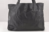 Authentic CHANEL Vintage CC Logo Shoulder Tote Bag PVC Leather Black 1653K