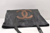 Authentic CHANEL Vintage CC Logo Shoulder Tote Bag PVC Leather Black 1653K