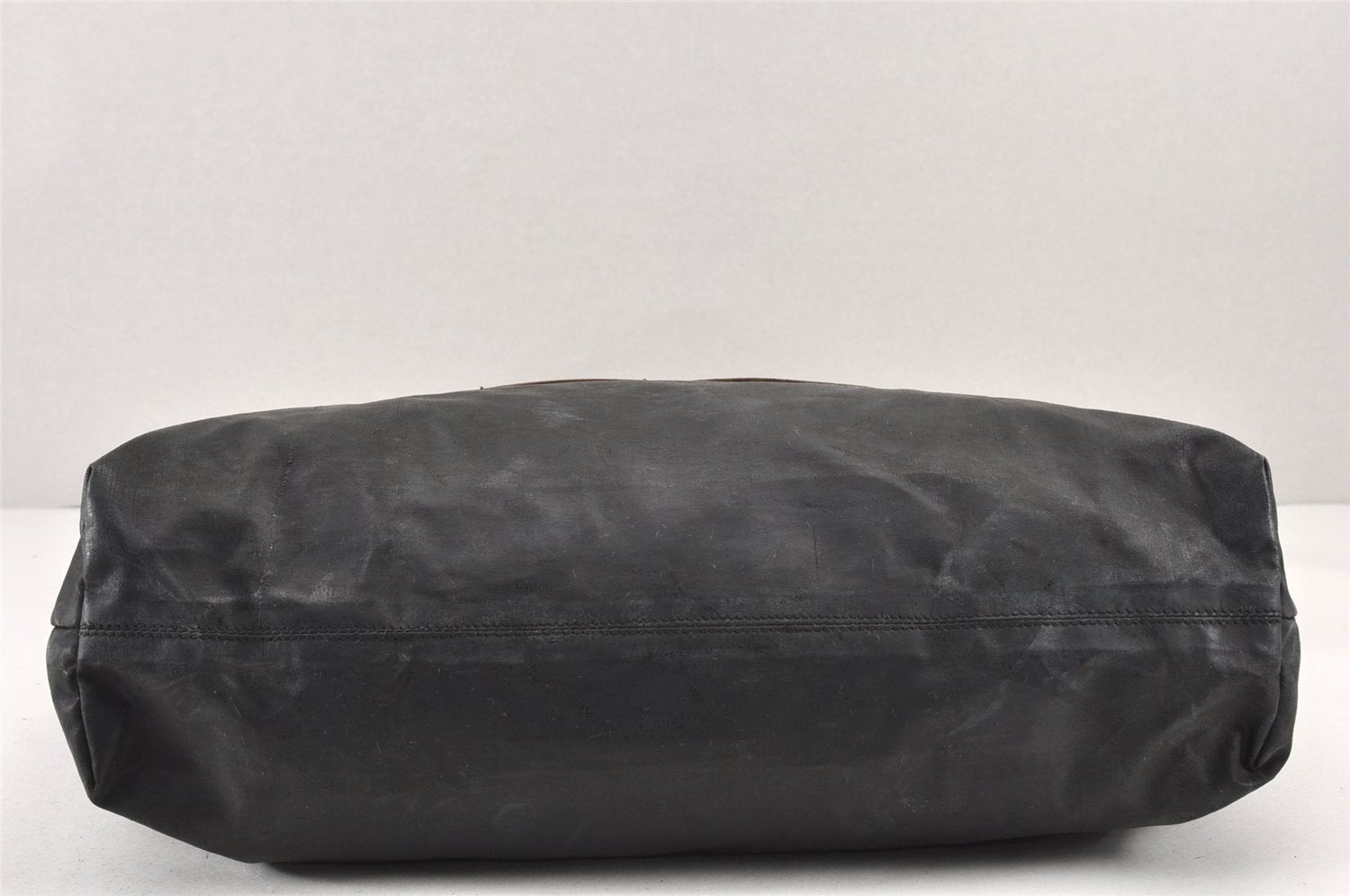 Authentic CHANEL Vintage CC Logo Shoulder Tote Bag PVC Leather Black 1653K