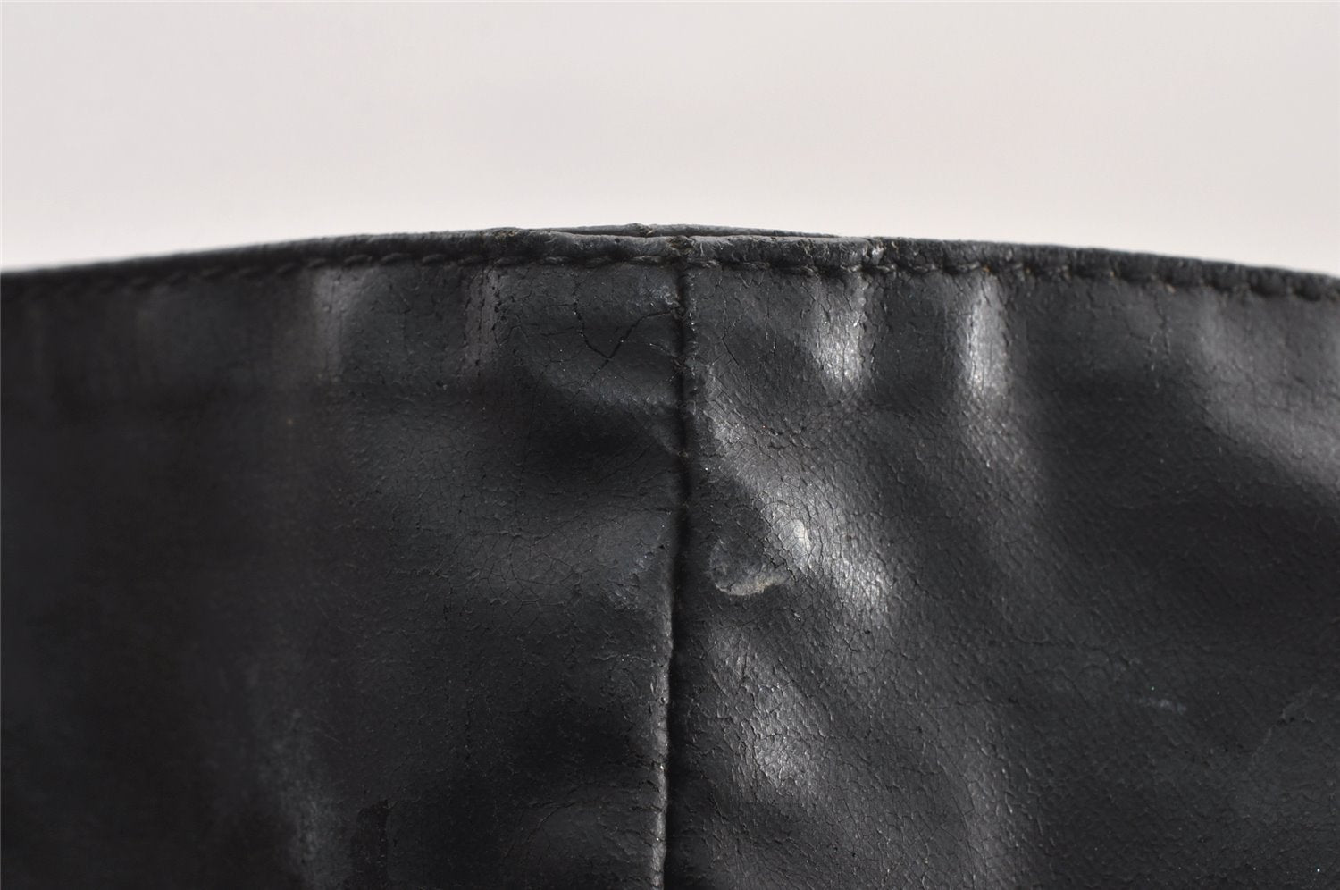 Authentic CHANEL Vintage CC Logo Shoulder Tote Bag PVC Leather Black 1653K